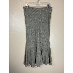 Sundance 8 100% Silk Floral Midi Skirt Ruffle Fairy Cottage Prairie Lace Chiffon